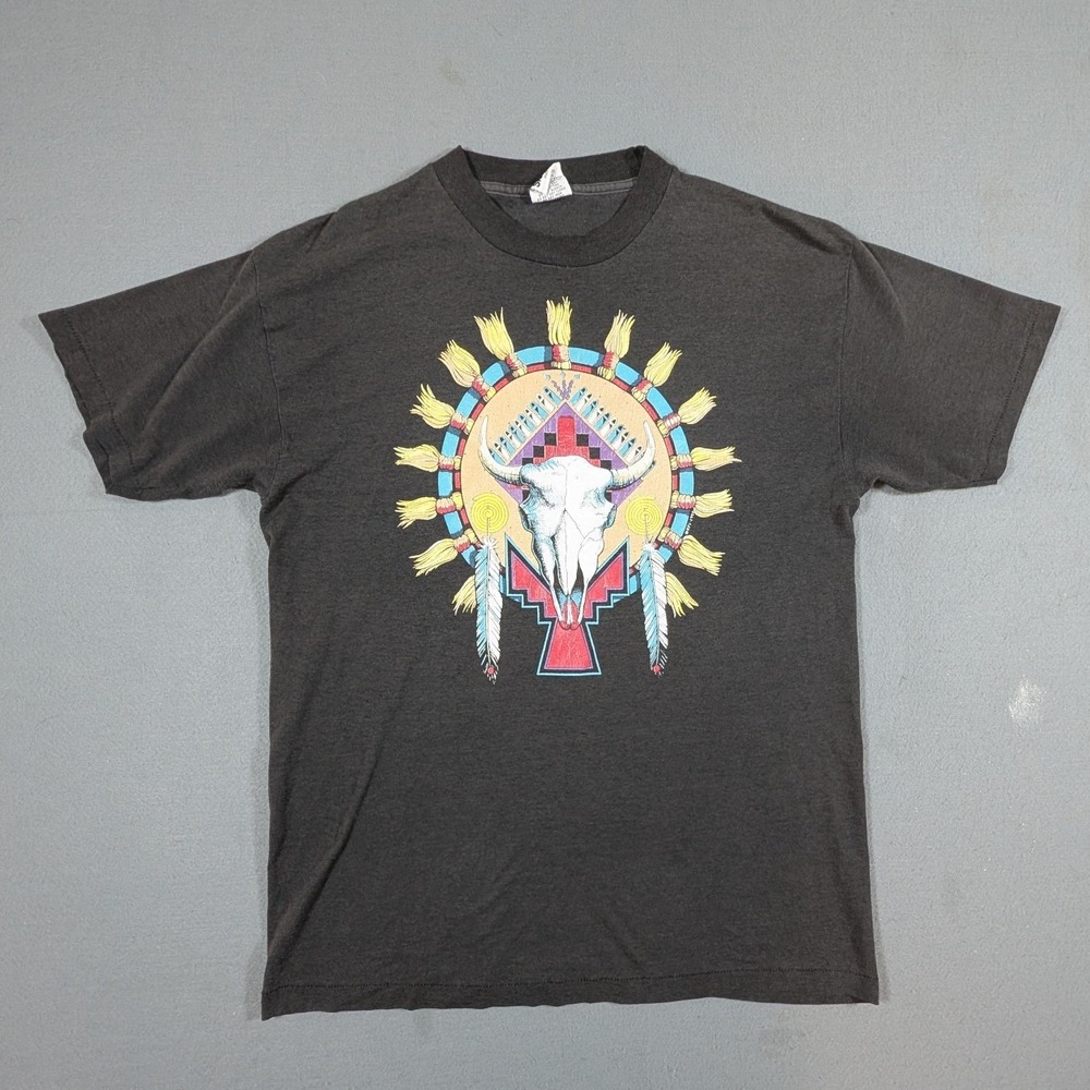 Vintage 90s Buffalo Skull Signal T Shirt Mens Large Southwestern Single Stitch